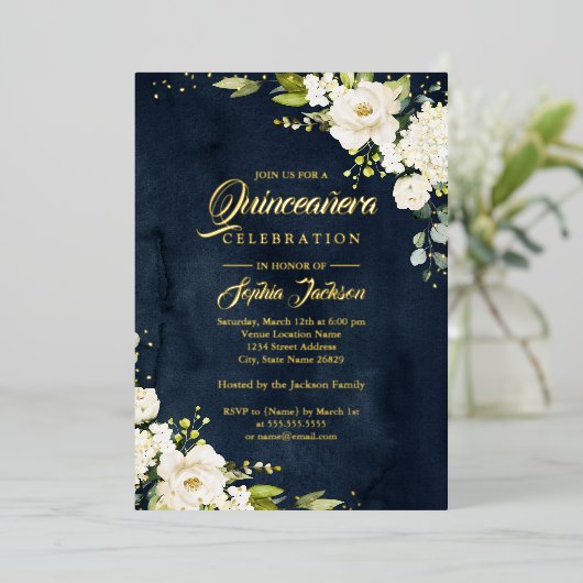 金実在箔フローラキンセアニェラ金ゴールド海軍 箔招待状 (立ち正面)