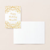 金実在箔フローラパーソナライズされた誕生日カード 箔カード (ディスプレー)