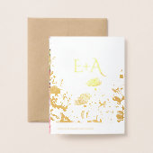 金実在箔フローラブライダルシャワー祝い 箔カード (裏面封筒付き)