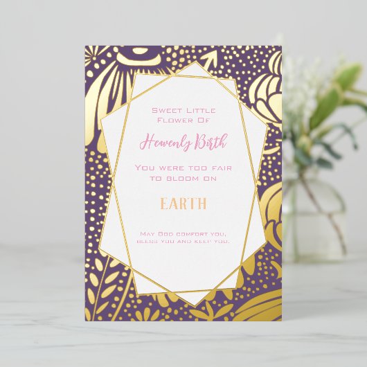 金実在箔フローラ悔やみや弔慰流産 箔シーズンカード (立ち正面)