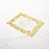 金実在箔フローラ植物結婚式RSVP 箔招待状ポストカード (回転した状態)