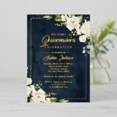 金実在箔フローラ海軍金ゴールドキンセアニェラ 箔招待状 (立ち正面)