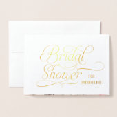 金実在箔ブライダルシャワーイングリッシュティーバラ 箔カード (封筒付き正面)