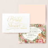 金実在箔ブライダルシャワーイングリッシュティーバラ 箔カード (ディスプレー)