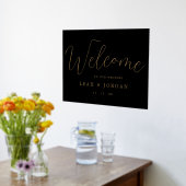 金実在箔ブラックエレガント金ゴールド結婚ズ歓迎 箔ポスター (レイダウン (キッチン))