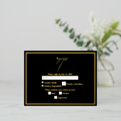 金実在箔ブラック&金ゴールドウェディングRSVP 箔招待状ポストカード (立ち正面)