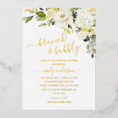 金実在箔ブランチ及び泡状ブライダルシャワー 箔招待状 (正面)