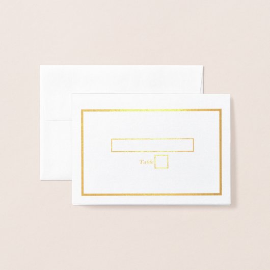 金実在箔ホワイト金ゴールド結婚座席表 箔カード (封筒付き正面)
