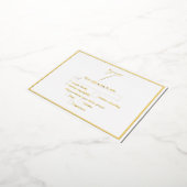 金実在箔ホワイト&金ゴールドウェディングRSVP 箔招待状ポストカード (回転した状態)