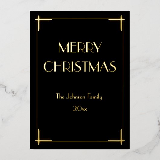 金実在箔メリークリスマスホリデーカード 箔招待状 (正面)