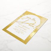 金実在箔モダン結婚式LeahGの日付を保存 箔招待状 (回転した状態)