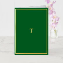 金実在箔モノグラムグリーン折り畳みカード