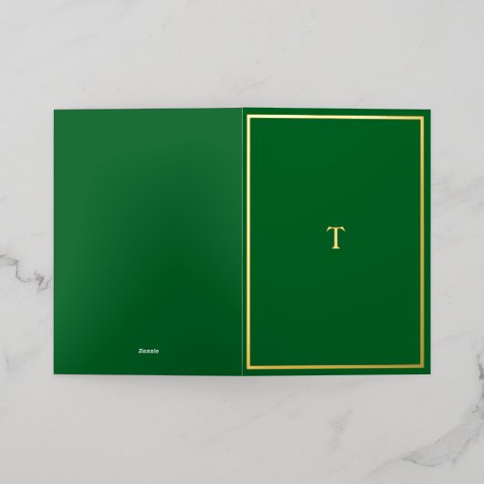 金実在箔モノグラムグリーン折り畳みカード 箔シーズンカード (外側レイダウン)