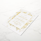 金実在箔モノグラムフローララインア結婚ート 箔招待状 (回転した状態)