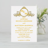 金実在箔ラヴエレガントモノグラム結婚ズ 箔招待状 (立ち正面)