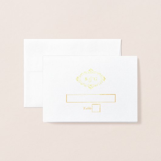 金実在箔リースエレガントなウェディング座席表 箔カード (封筒付き正面)