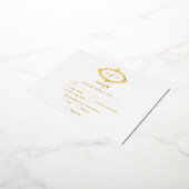 金実在箔リースホワイトウェディングRSVP 箔招待状ポストカード (回転した状態)