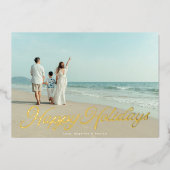 金実在箔レタリングオーバーレイハッピーホリデイズ 箔シーズンカード (正面)