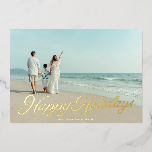 金実在箔レタリングオーバーレイハッピーホリデイズ 箔シーズンカード (正面)