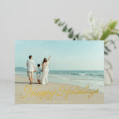 金実在箔レタリングオーバーレイハッピーホリデイズ 箔シーズンカード (立ち正面)