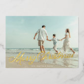 金実在箔レタリングオーバーレイメリークリスマス 箔シーズンカード (正面)