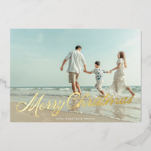 金実在箔レタリングオーバーレイメリークリスマス 箔シーズンカード (正面)