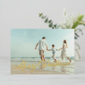 金実在箔レタリングオーバーレイメリークリスマス 箔シーズンカード (立ち正面)