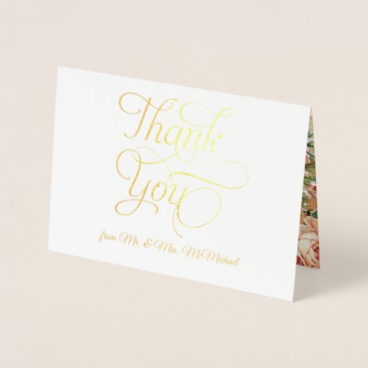 金実在箔写真ありがとうノートヴィンテージバラ 箔カード (正面)