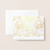 金実在箔手描き花サンキューカード 箔カード (裏面封筒付き)