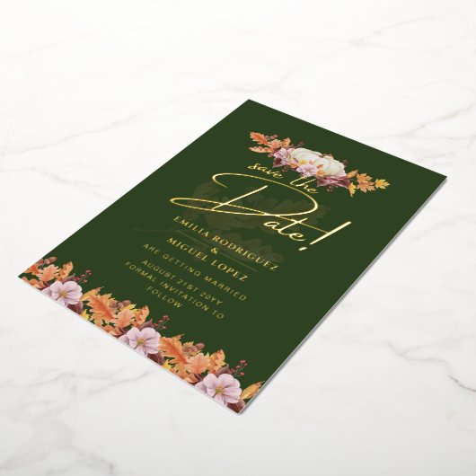 金実在箔秋パンプキ救ンデ結婚ート箔 箔招待状 (回転した状態)