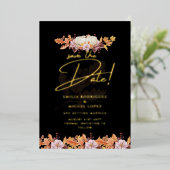金実在箔秋パンプキ救ンデ結婚ート 箔招待状 (立ち正面)