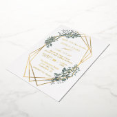 金実在箔結婚の葉の離れ枠 箔招待状 (回転した状態)