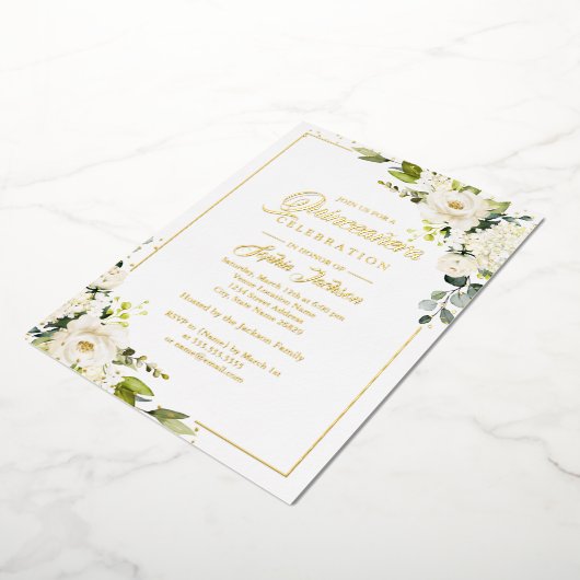 金実在箔金ゴールドフローラキンセアニェラ 箔招待状 (回転した状態)