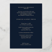 金実在金と海軍のタイポグラフィモダングラッド写真 箔招待状 (裏面)