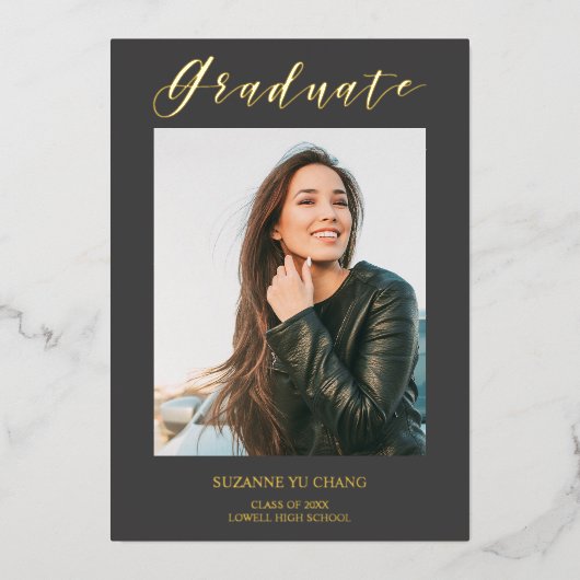 金実在金モダンタイポグラフィ写真研究科 箔招待状 (正面)