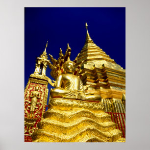 金寺院- Chiang Mai -タイ ポスター