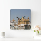 金寺院Harmandir Sahibアムリツァル北のインド スクエア壁時計 (ホーム)