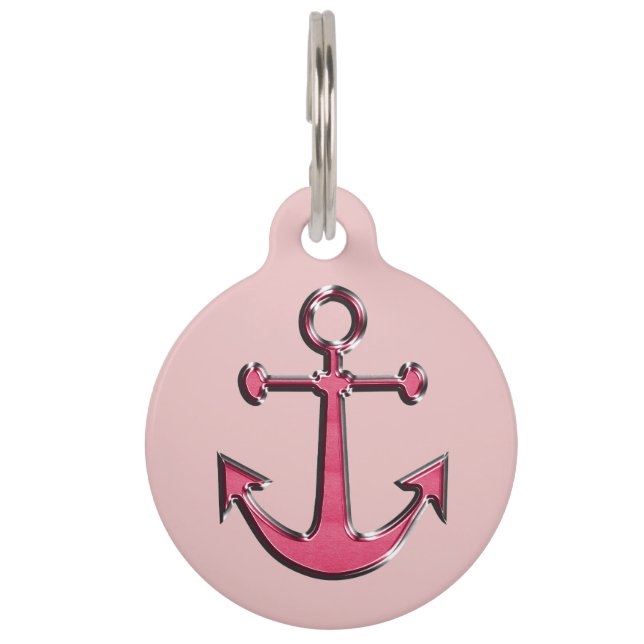 金属いかりのピンクのイメージ ペット　ネームタグ (正面)