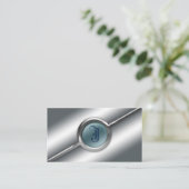 金属およびガラスの名刺のモノグラムのテンプレート 名刺 (スタンド正面)