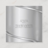 金属およびグリッター波シルバーSq ID807 スクエア名刺 (裏面)