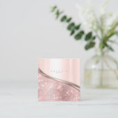 金属およびグリッター波バラ金ゴールドSq ID807 スクエア名刺 (スタンド正面)