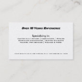 金属および網のMotorcyleの割れた店 名刺 (裏面)