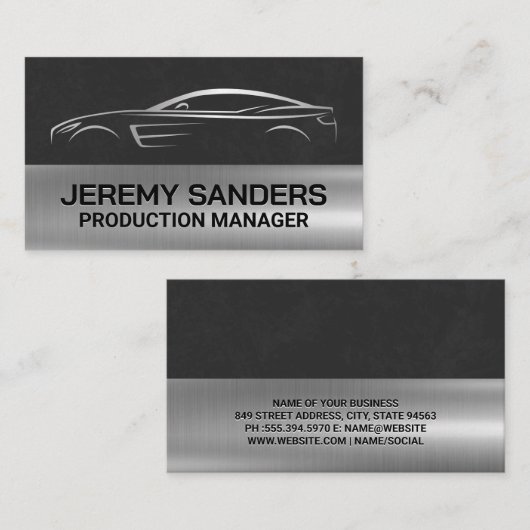 金属お洒落車のロゴ 名刺 (正面/裏面)