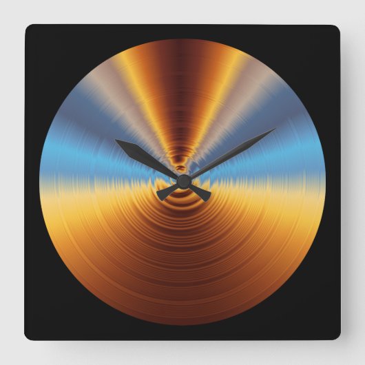 金属きらめく スクエア壁時計 (正面)