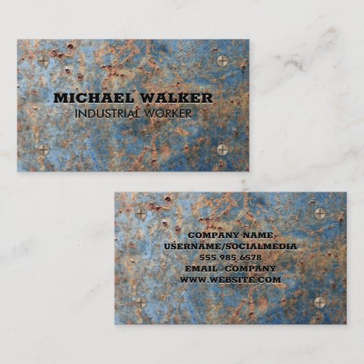 金属さび付き背景 | 産業用ネジ 名刺 (正面/裏面)