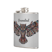 金属で処理されたフクロウの芸術 フラスク (左)