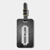 金属で割れた黒い石のテクスチャ ラゲッジタグ (正面縦)