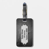 金属で割れた黒い石のテクスチャ ラゲッジタグ (裏面縦)