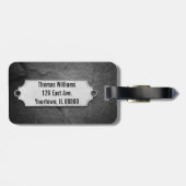 金属で割れた黒い石のテクスチャ ラゲッジタグ (裏面横)