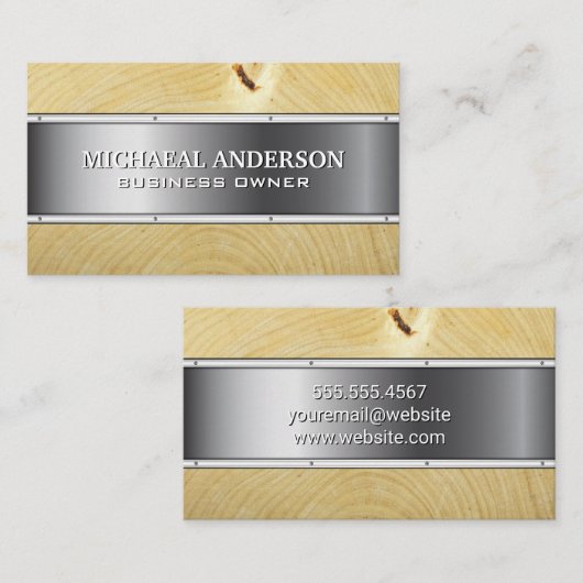 金属と木材 名刺 (正面/裏面)